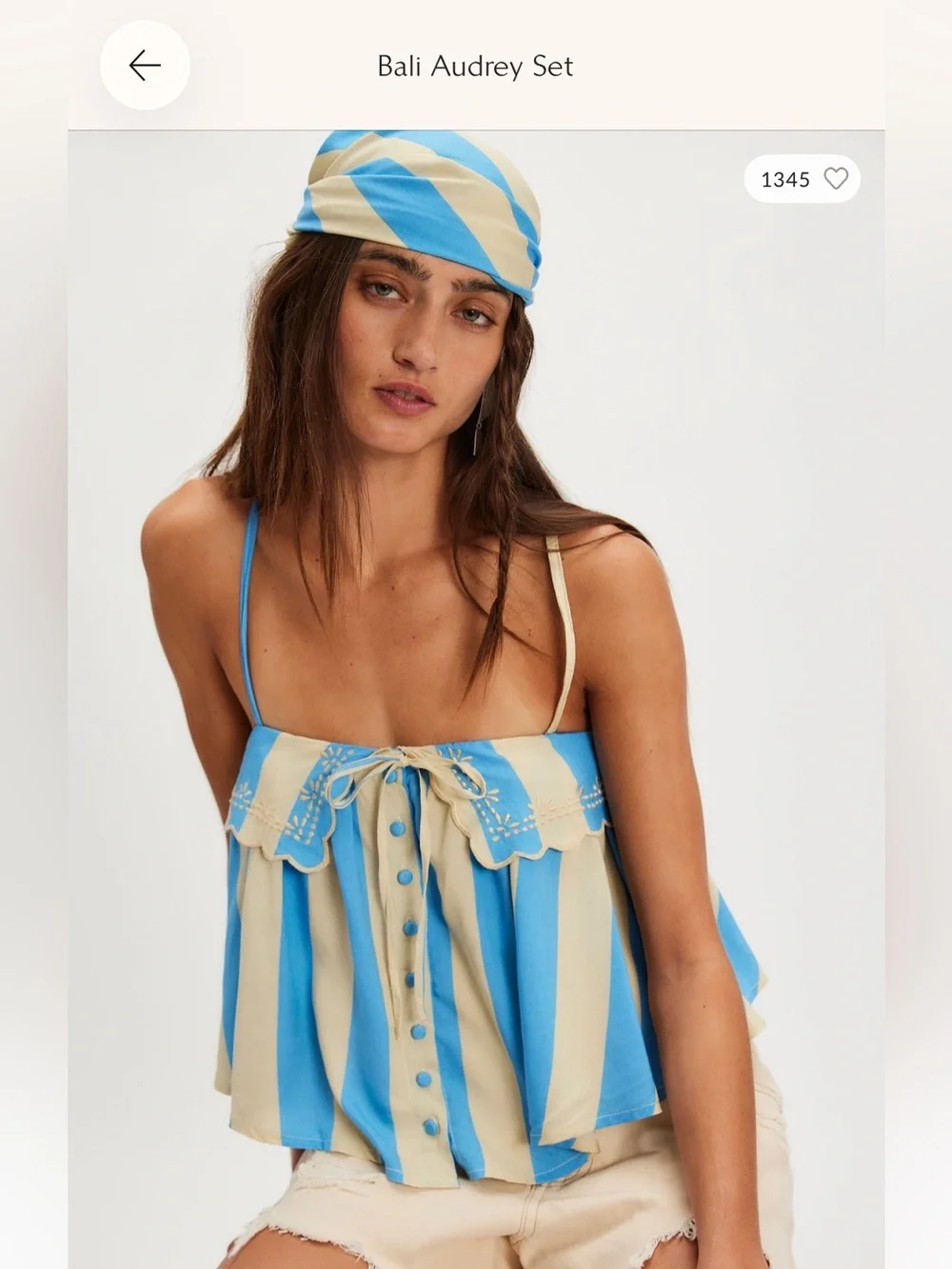 Free People Blue and Cream Striped Maxi Skirt Set with Scallop Slit
